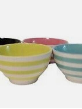 Striped Ceramic Bowls - Yellow, Teal, Pink, Black by Thirty-one
